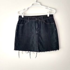 Zara Black Denim Mini Skirt Frayed Hem Pockets Zipper Cotton Medium